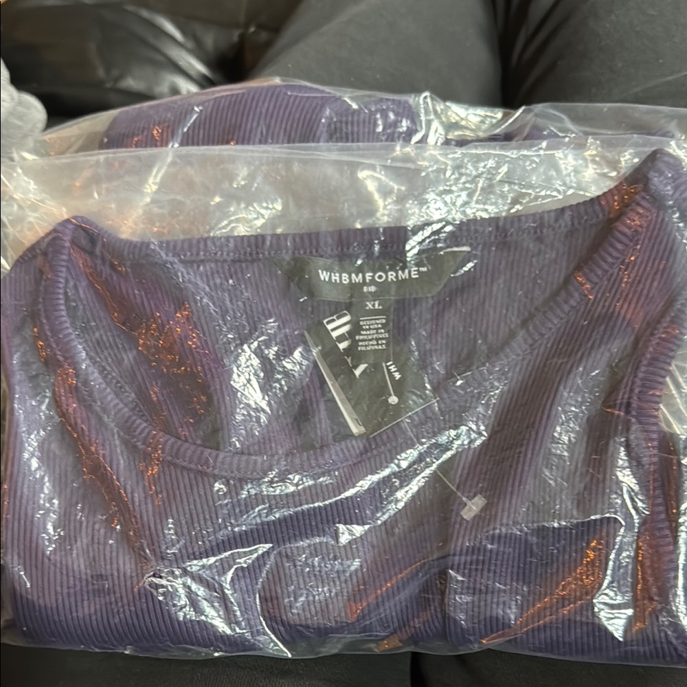 WHBM Purple Ribbed Top